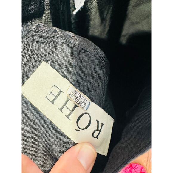 ROHE Black Open Back High Neckline Tie Strap Detail Floor Length Back Slit Dress - Picture 7 of 16